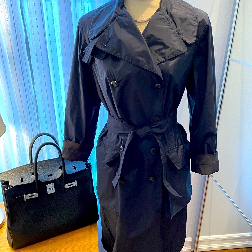 GEORGIO ARMANI dark navy trench coat.